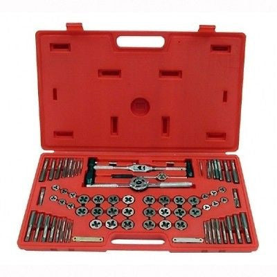 76 Piece Steel Metal SAE Metric Bolt Nut Tap and Die Threading Tool Threader Set - tool