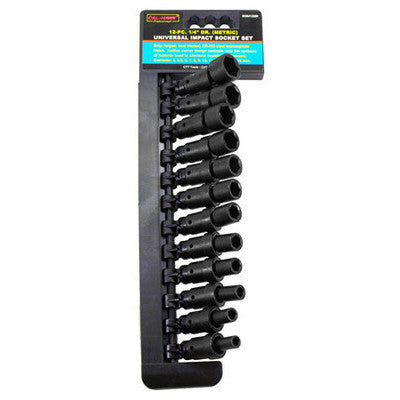 12 Piece 1/4" Drive Universal U-Joint Wobble Air Impact Metric Socket Tool Set - tool