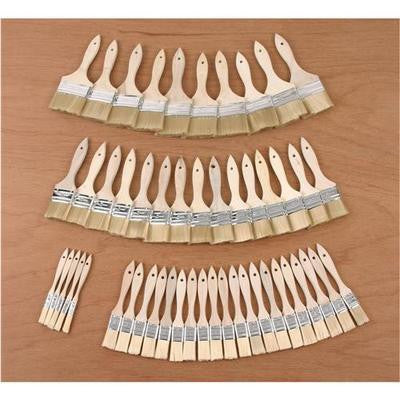 50 Piece Wooden Assorted Synthetic Bristol Disposable Throw Away Paint Brushes - tool