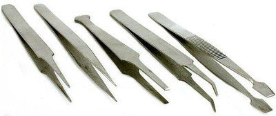 5 Piece Stainless Steel Watch Making Tweeser Clamp Jewelry Tweezer Tool Set Kit - tool