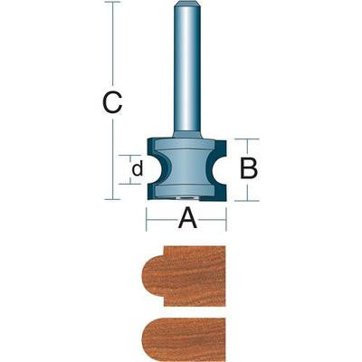 1/2" Radius Bullnose Carbide Tipped Router Bit with 1/2" Shank - tool