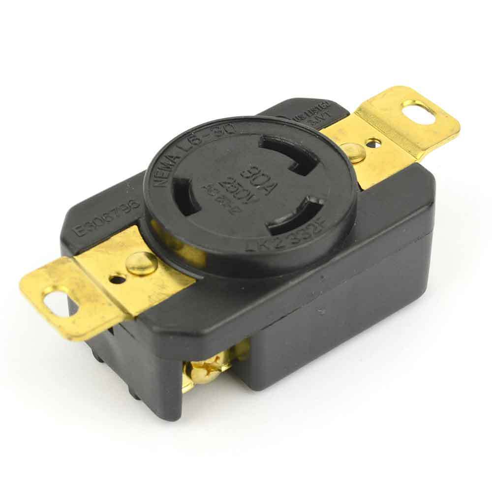 Female Twist Lock Wall Mount Electrical Receptacle 3 Wire, 30 Amps NEMA L6-30R - tool