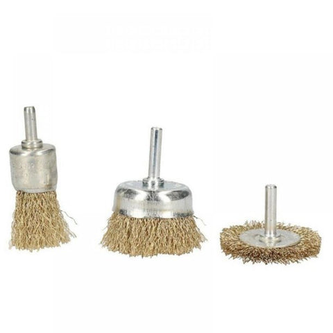 3PCs Wire Wheel for Grinder and Drill - Steel Wire Brush Set with Flat and Cup