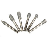 6 PC Diamond Burr Set Die Grinder Bits for Dremel, Drills, Rotary Tools - 1/4" Shank