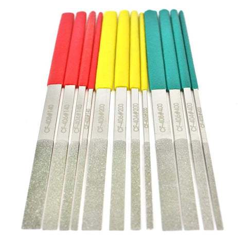 12 pcs - 7 Inch Long Diamond Flat Files Assortment Kit 140 Grit to 400 Grit
