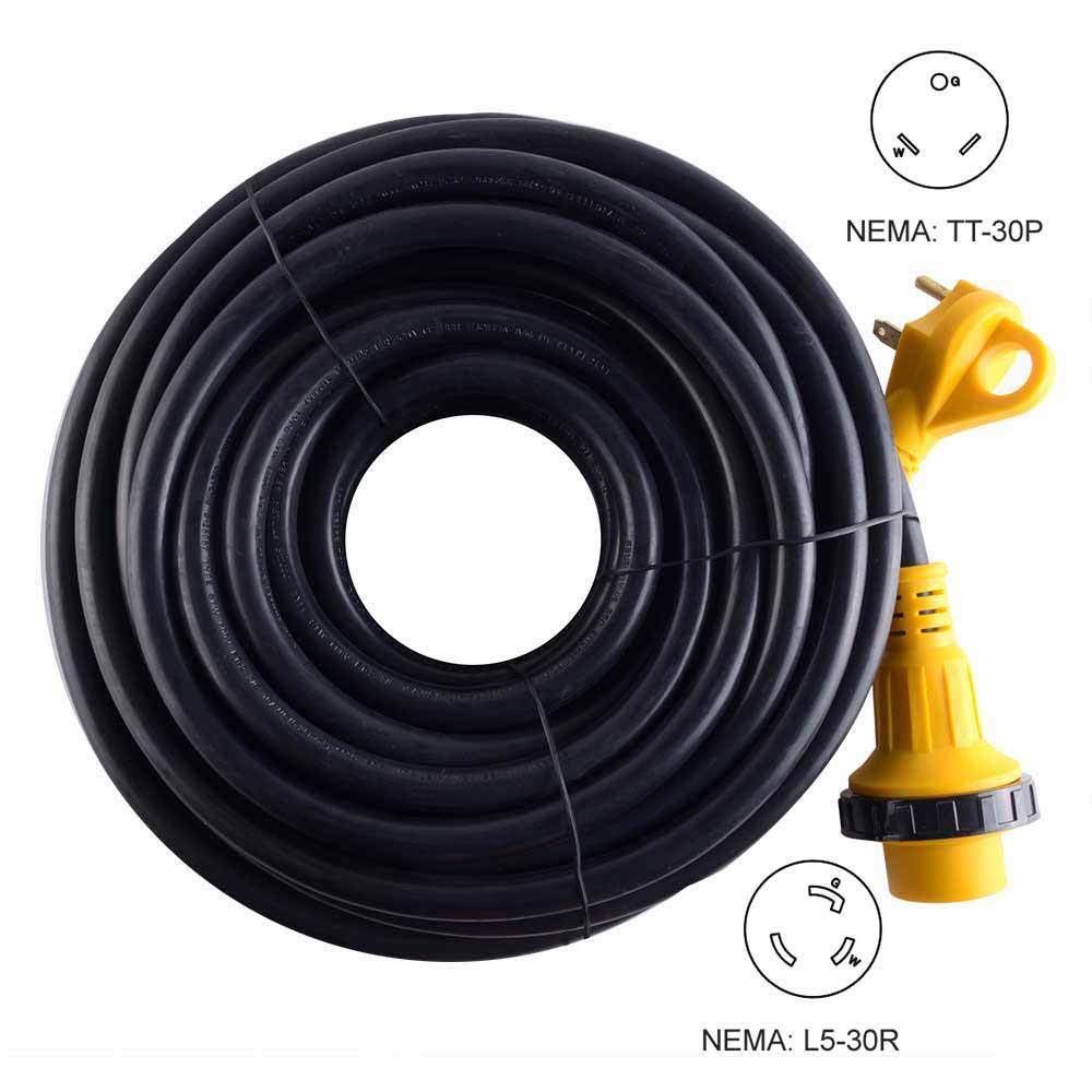 50 Foot 30 Amp RV 10 Gauge Electrical Power Cord With Connector Plug & Handle - tool
