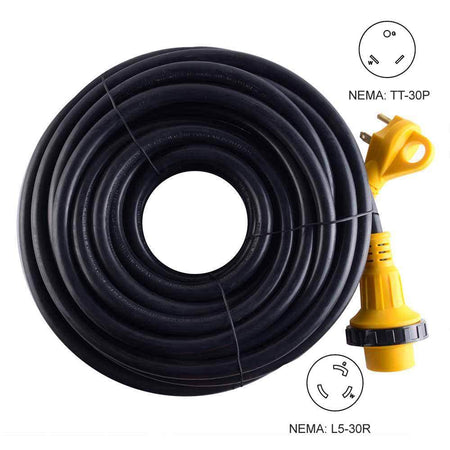 50 Foot 30 Amp RV 10 Gauge Electrical Power Cord With Connector Plug & Handle - tool