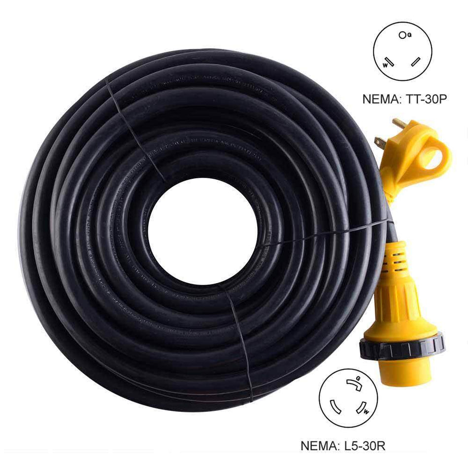 50 Foot 30 Amp RV 10 Gauge Electrical Power Cord With Connector Plug & Handle - tool