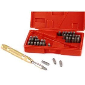 39 Piece Steel Metal Automatic Hand Letter and Number ID Stamping Punch Tool Kit Set - tool