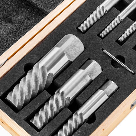 9PC Large Spiral Screw Bolt Pipe Extractor Easyout Set - tool