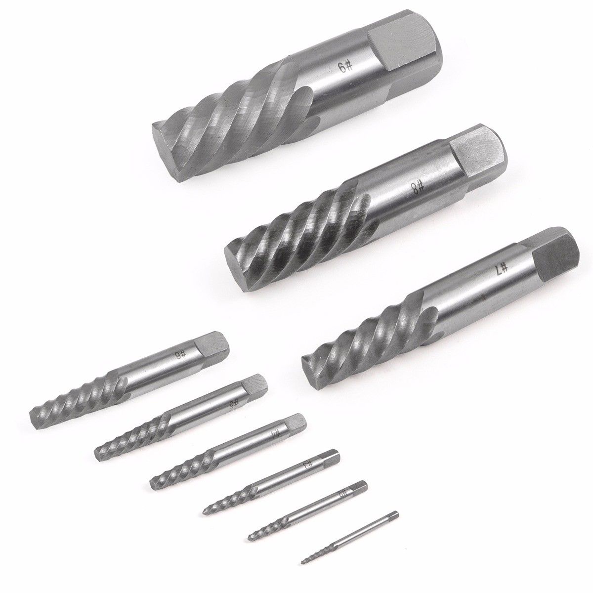 9PC Large Spiral Screw Bolt Pipe Extractor Easyout Set - tool