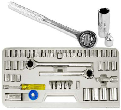 New 52 Piece SAE and Metric Socket Wrench Tool Set Kit - tool