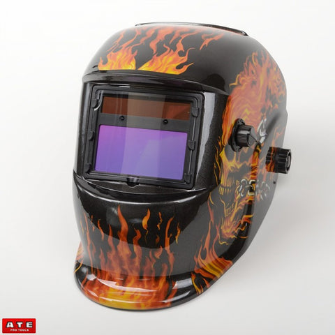 Flames Solar Powered Power Auto Dark Darkening Welding Helmet Welder's Hood - tool