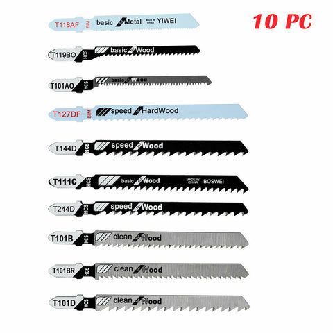 10 PC T-Shank Jig Saw Blade Set