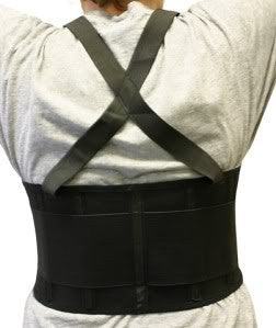 Back Brace Support Weight Lifter Belt W/ Suspenders XL - tool