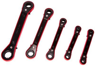 SAE Standard Off-Set Ratcheting Box End Wrench Socket Ratchet Offset Tool Set - tool