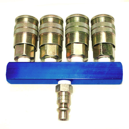 Multiple 4 Way Air Snap Fitting Connector Manifold Adaptor - tool