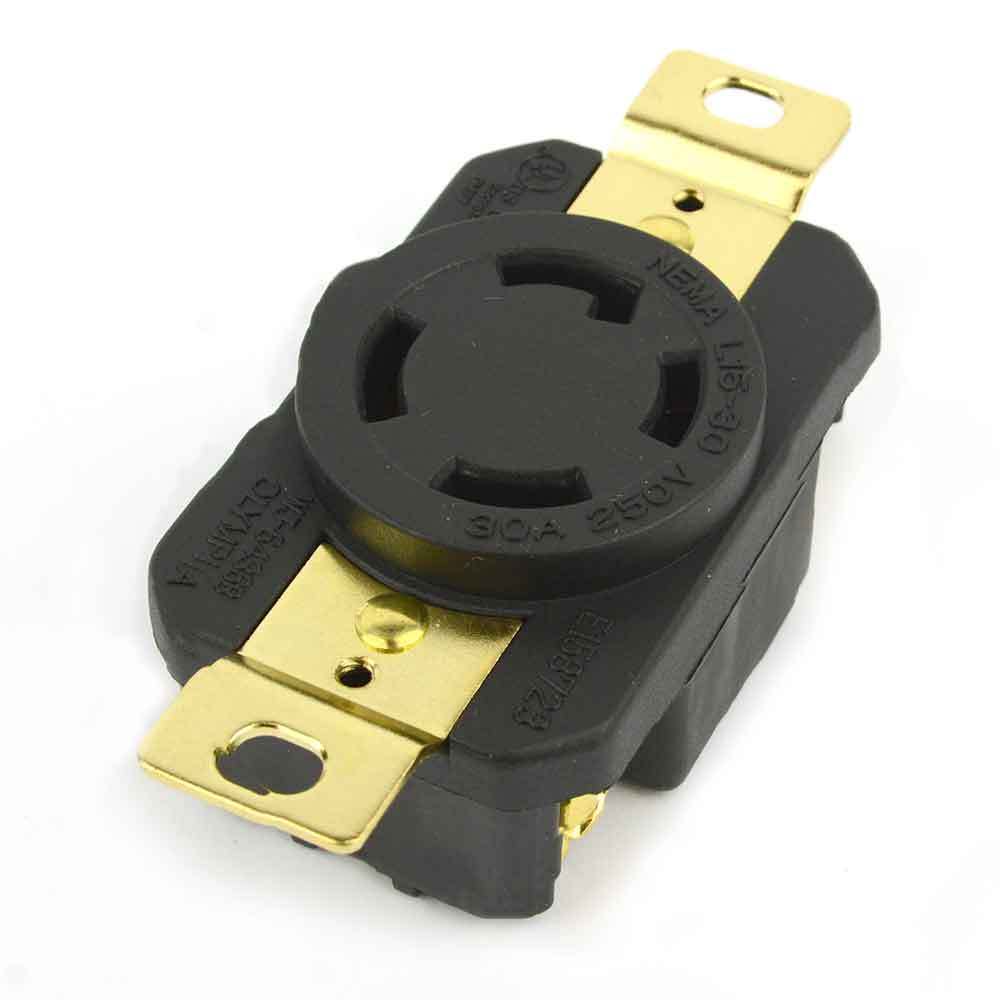 Twist Lock Female Wall J Box Mounted Electrical Receptacle 4 Wire 30 Amps 250V L15-30R - tool