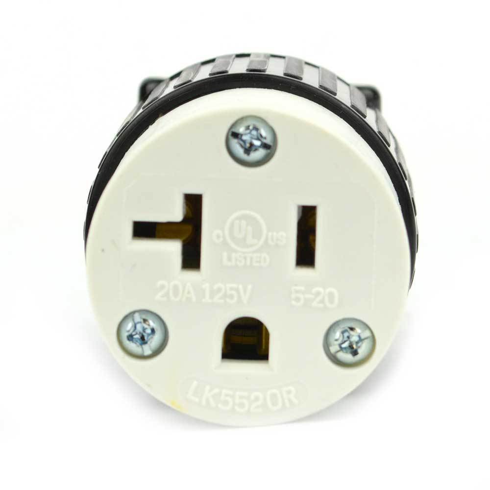 Straight and Sideways Electrical Female Receptacle 3 Wire, 20 Amps, 125V, NEMA 5-20R - tool