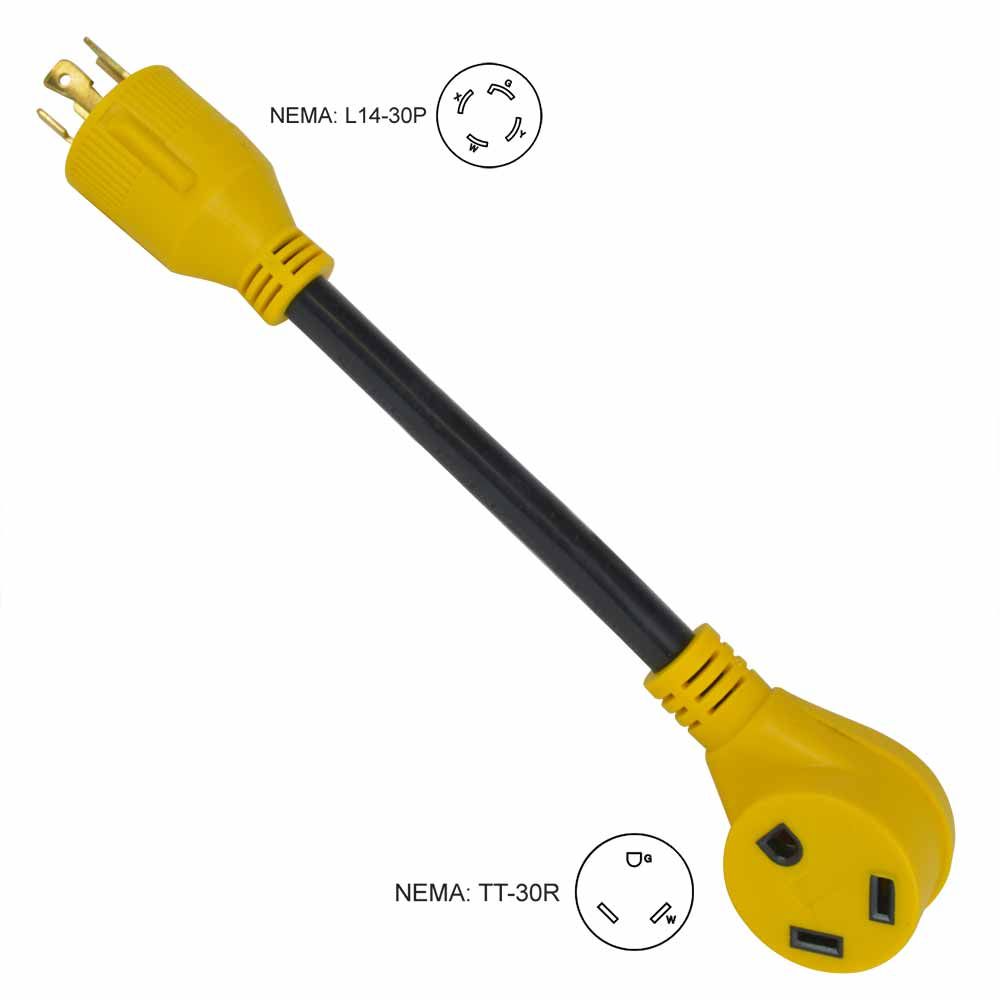 Generator 30 Amp Male Plug L14-30P to RV 30 Amp Female NEMA Cord Adaptor - tool