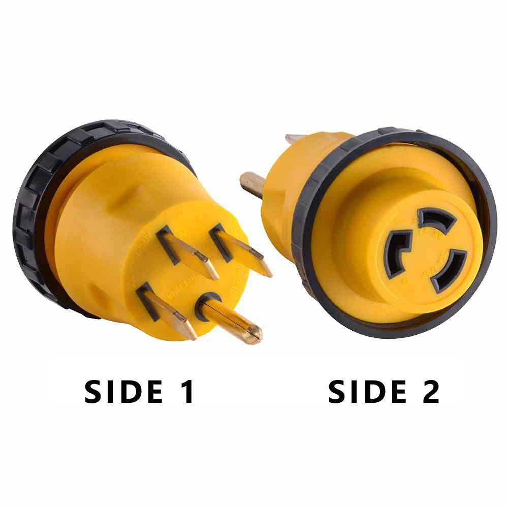 RV Power Cord Plug Adapter 50 amp Male to 30 amp Twist Lock Female - tool