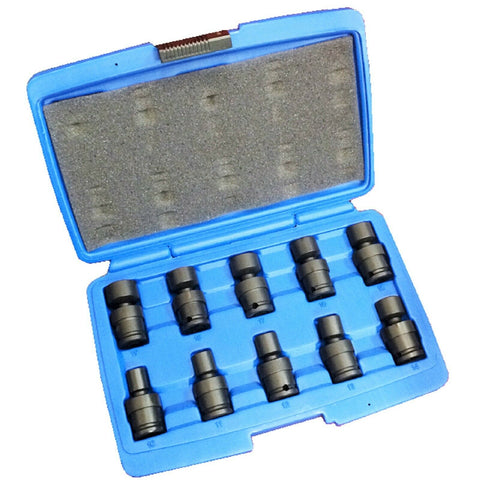10 pc Metric 3/8 Inch Drive Universal Impact Wobble Shallow Socket Set