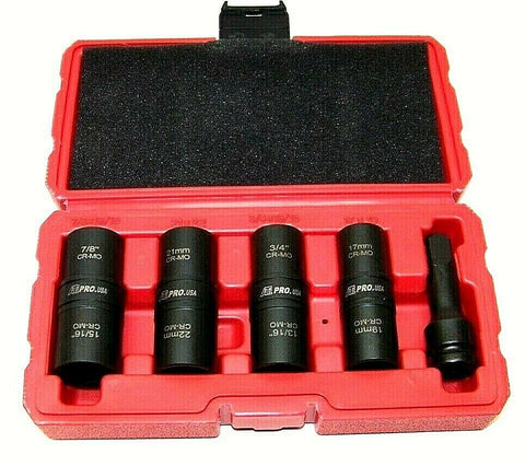 5 Pc 1/2" dr. Thin Wall Flip Impact Socket Set Wheel Lug Nut Automotive
