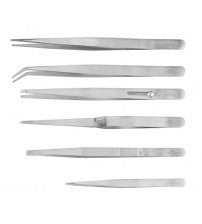 6 Piece Hobby Flat Bent Nose Gem Precision Locking Clamp Tweezer Fish Tool Set Kit - tool