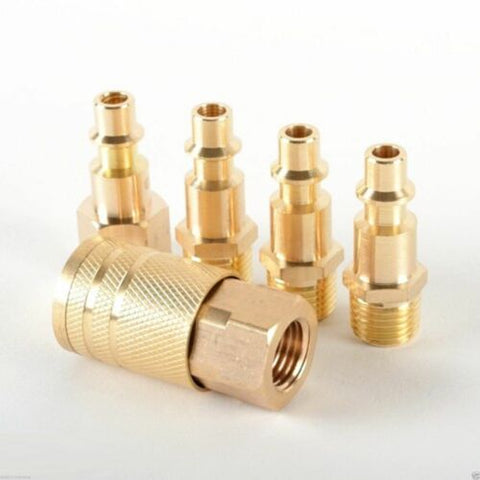 5pc Solid Brass Quick Coupler Set Air Hose Connector Fittings 1/4 NPT Tools - tool