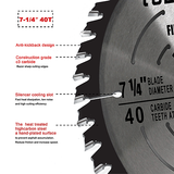 7 1/4 Inch Fine Finish Cutting Carbide Circular Saw Blade