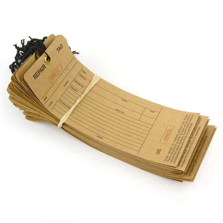 Heavy Duty Tie On Repair Tickets Tags - tool