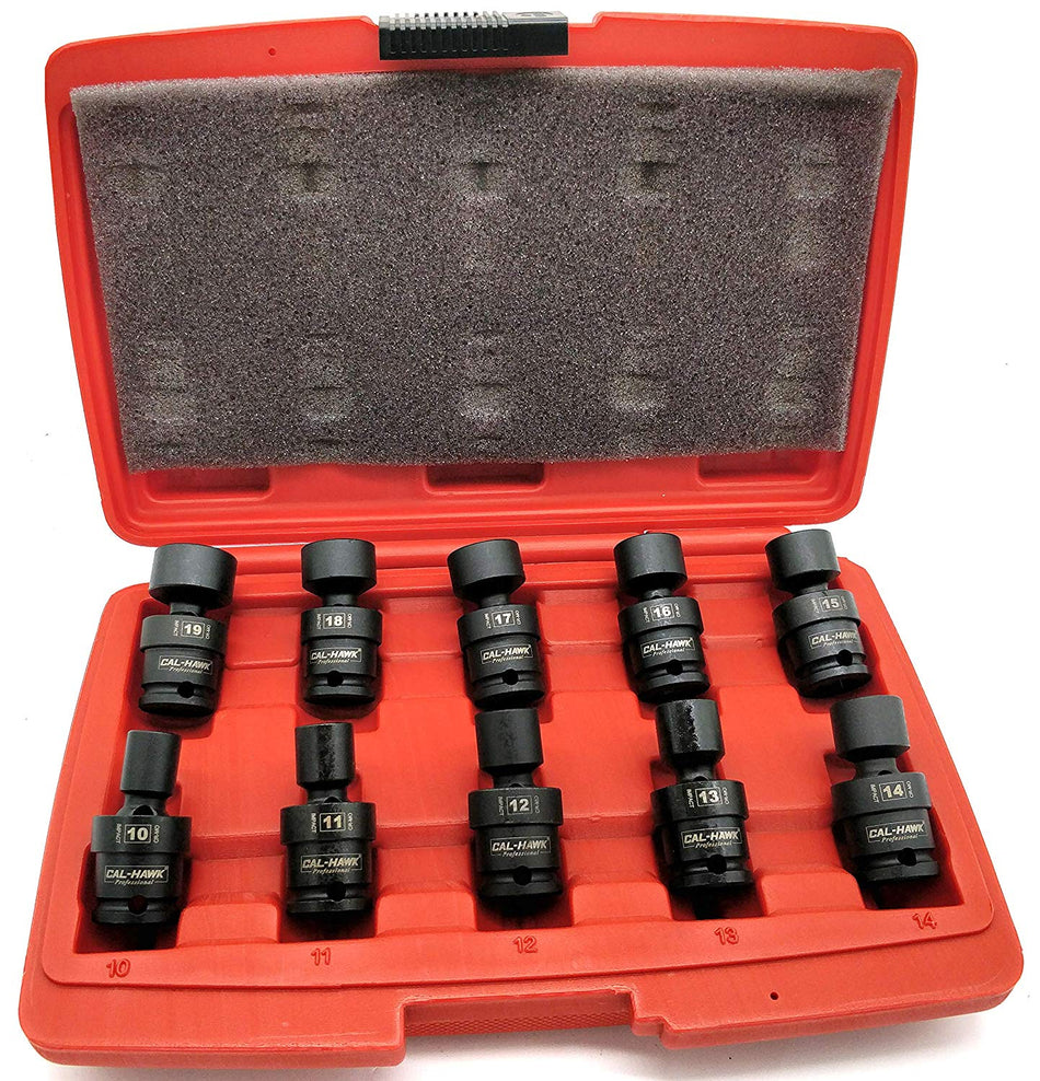 3/8" Drive U-Joint Air Impact Metric Universal Wobble Socket Tool Set