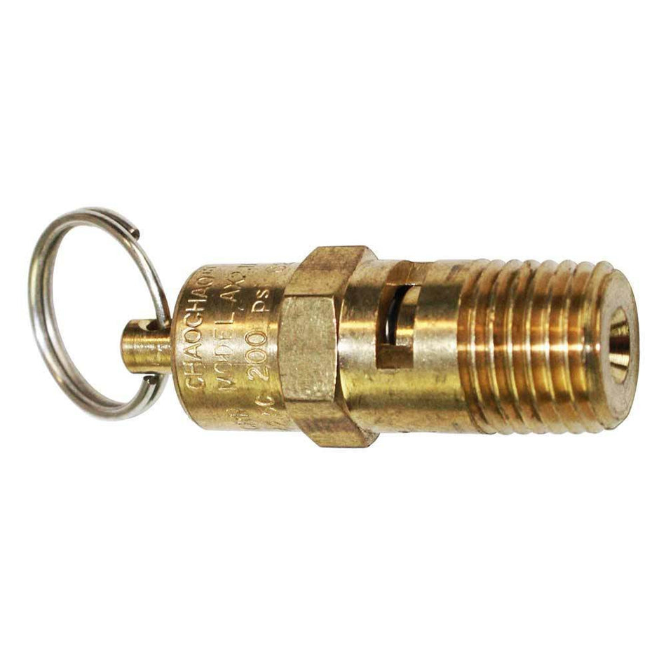 Brass Pop Off Safety Valve for Air Compressor Pull Ring Style - tool